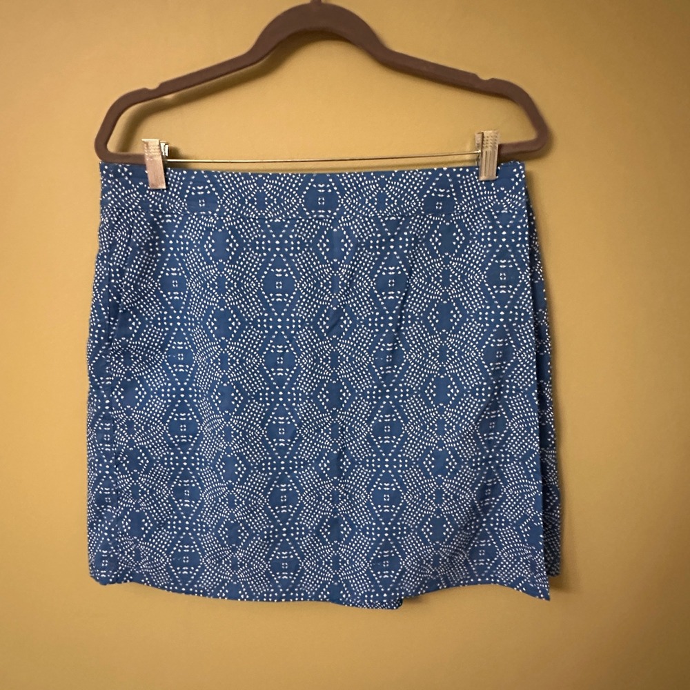 Rip Skirt‎ Blue White Geometric Mini Skirt Sz L Women's Pockets Casual Cute
